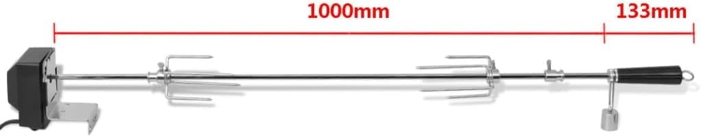 vidaXL BBQ Grill Rotisserie verchromter Grillspiess Drehspiess mit Motor 1000 mm, 1000 mm