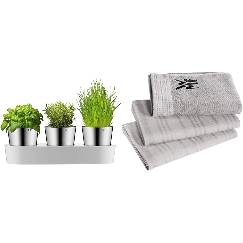 WMF Gourmet Kräutertopf mit Bewässerungssystem 3-teilig, Kräutergarten für die Küche, 36x 12,5X 12,5