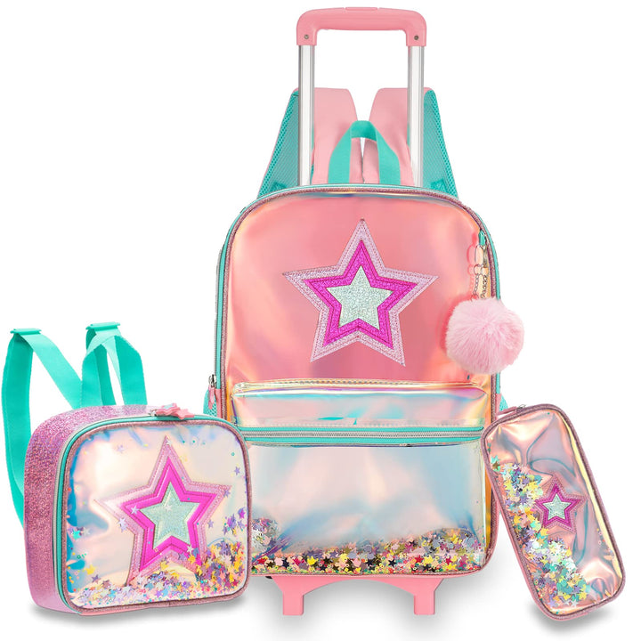 Rucksack Mädchen Schulranzen Trolley,Schulrucksack Mädchen Teenager,Egchescebo 3PCS 16”Kinder Schult