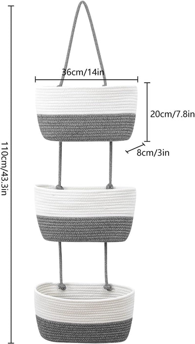 IGTOPS Hängeorganizer, Hängeaufbewahrung 3 Stufiger Leinen Organizer, Hängeorganizer, Wandorganizer,