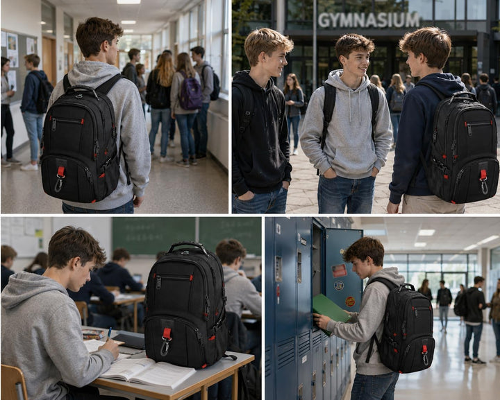 MATEIN Gross Laptop Rucksack Herren, 17 Zoll Arbeit Wasserdicht Backpack, Laptoptasche Reisen mit US