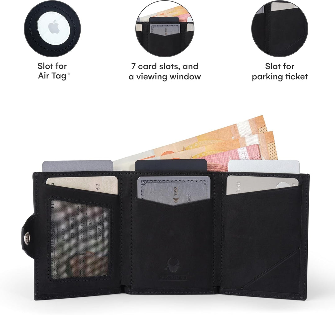 DONBOLSO Wallet Air | Slim Wallet mit Apple AirTag Fach | Hochwertiges Kreditkartenetui aus Echtlede