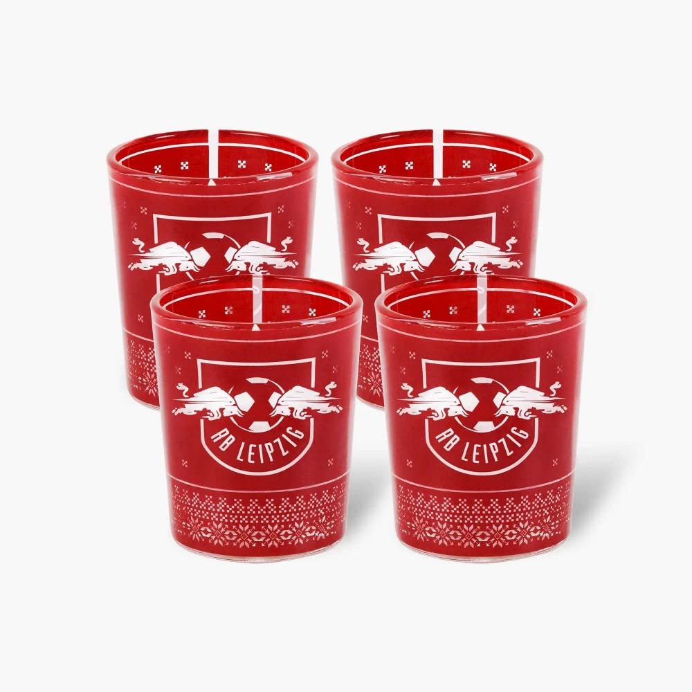RB Leipzig Teelichtglas 4er Set Windlicht RBL Kerzenglas Teelichthalter - Plus Lesezeichen Wir liebe