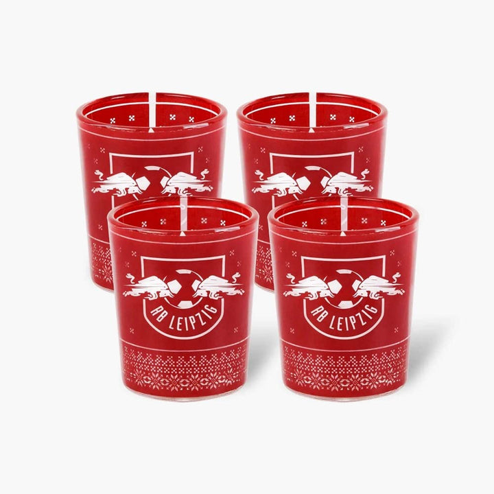 RB Leipzig Teelichtglas 4er Set Windlicht RBL Kerzenglas Teelichthalter - Plus Lesezeichen Wir liebe