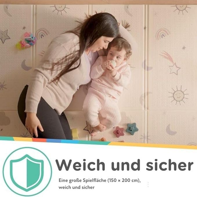 Nuby – Gepolsterte, Faltbare und wendbare Spielmatte für Babys – Leichte und weiche Bodenmatte zum S