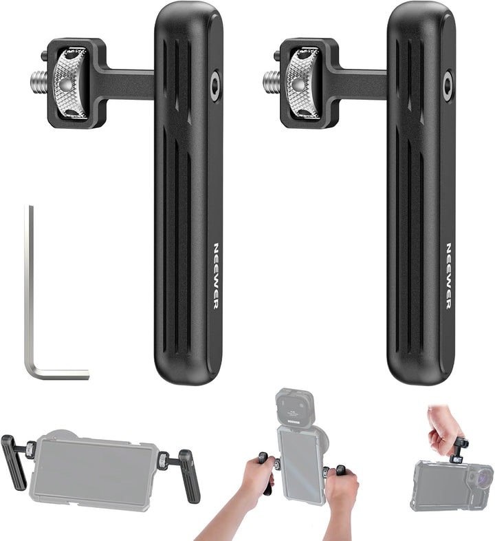 NEEWER 2er Pack drehbarer Seitengriff/Obergriff,Aluminiumgriff nur für iPhone 15 Samsung S22 S23 Tel