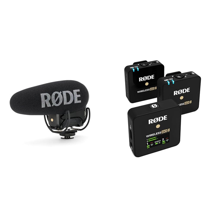 RØDE VideoMic Pro+ Premium Shotgun-Mikrofon & Wireless GO II Ultrakompaktes Kabelloses Zweikanal-Mik