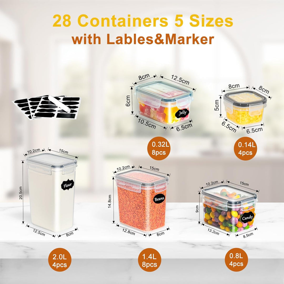 GoMaihe Vorratsdosen 25 Set Aufbewahrungsbox Küche Organizer, Luftdicht Vorratsbehälter Plastik mit