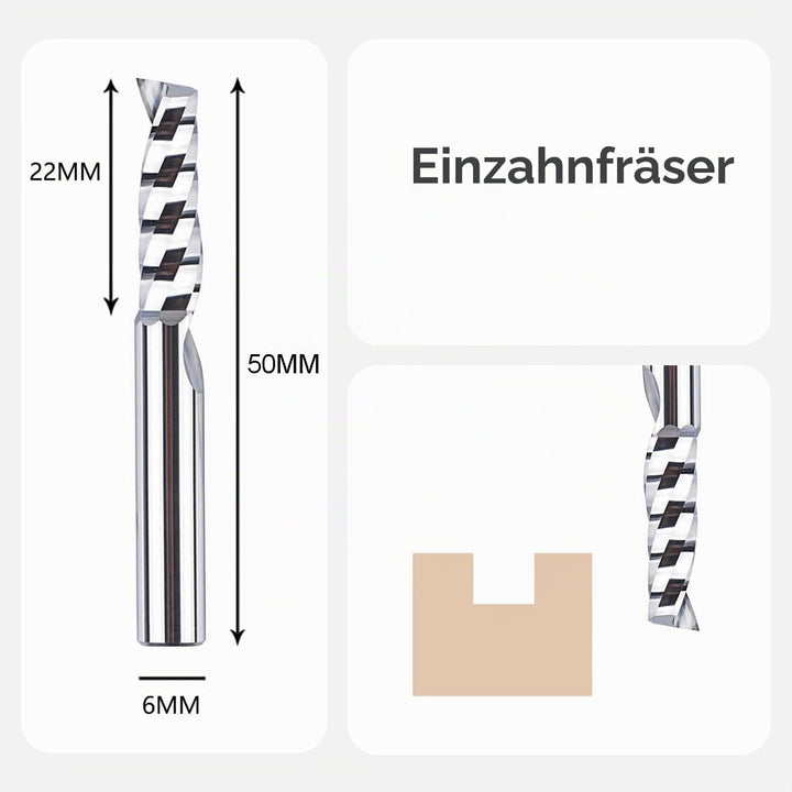 SpeTool Alu Fräser 6mm Schaft Fräser Aluminium Einschneider 22mm Schnittlänge VHM Schaftfräser CNC H