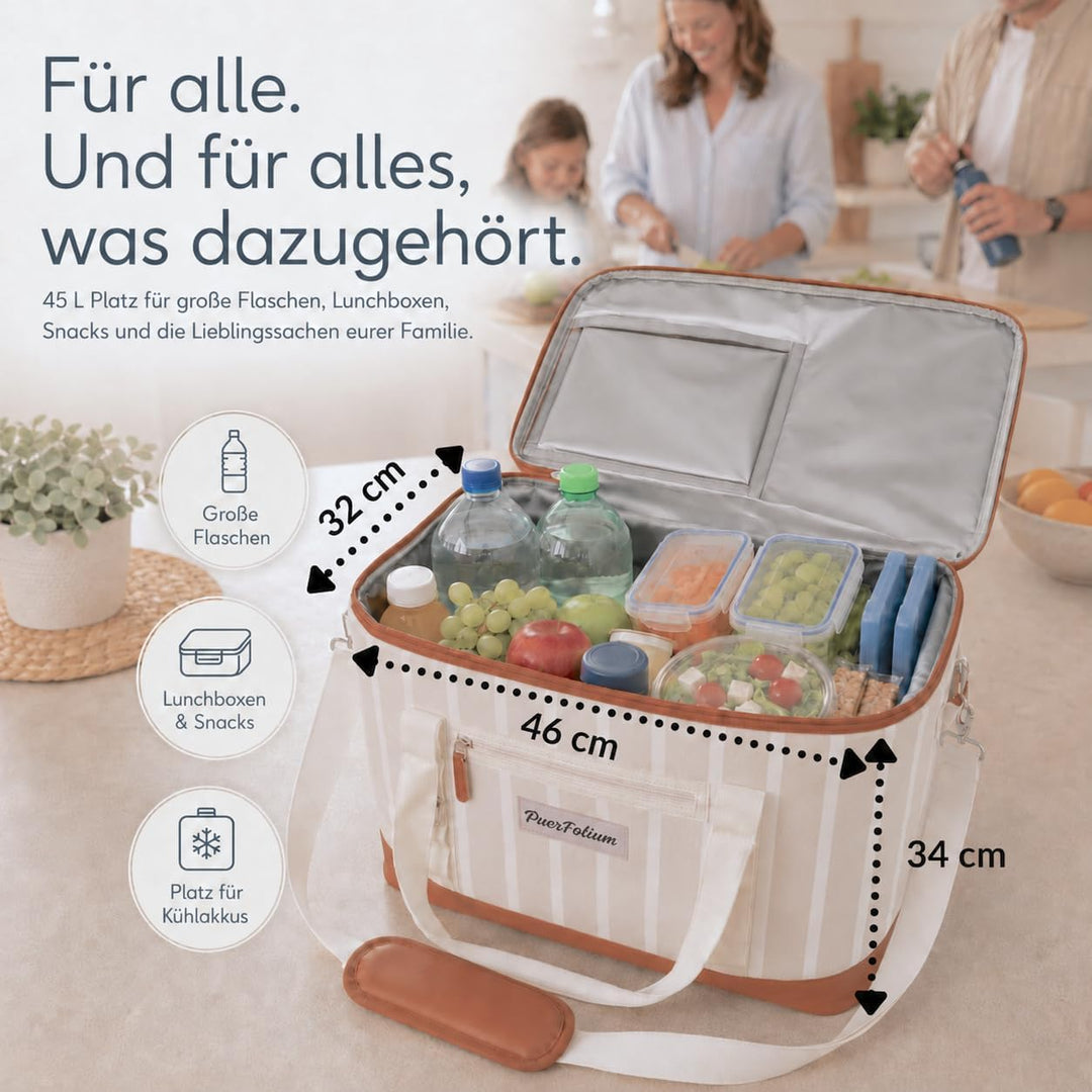 Kühltasche Gross 45 L Faltbar Wasserdicht Kühlbox Cooler Bag für Picknick Strand Camping Auto Einkau