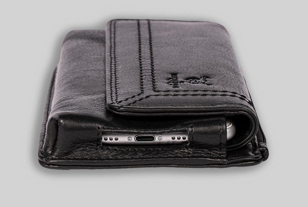 MATADOR Echt Leder Universal Handy-Tasche Holster Gürteltasche Magnetverschluss Quer für Handys bis