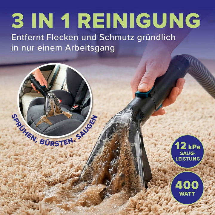 Waschsauger – kompaktes Polsterreiniger Gerät & Teppichreiniger mit 12 kPa Saugkraft | 2-in-1-Fugend