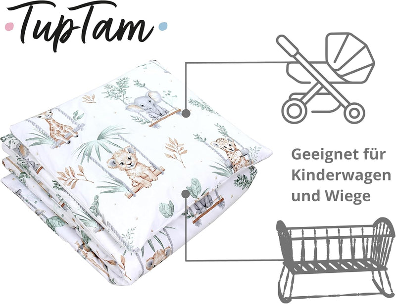 TupTam Unisex Baby Wiegenset 4-teilig Bettwäsche-Set: Bettdecke und Kopfkissen mit Bezug, Farbe: Saf