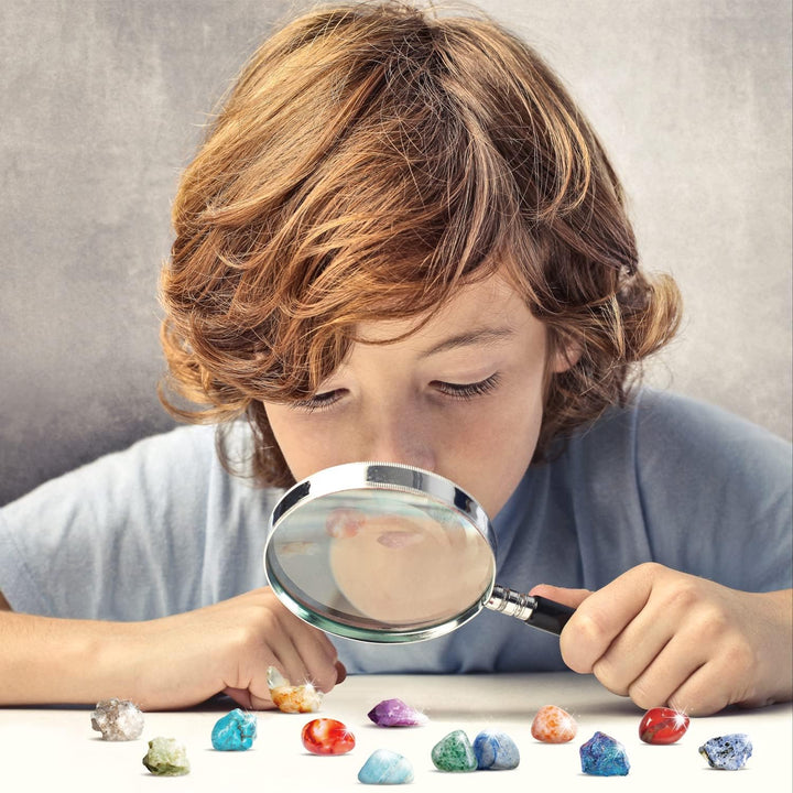 Byncceh Mineralien Set 48 Stück – Mineralien und Kristallprobenbox für Kinder, Edelsteine für Kinder
