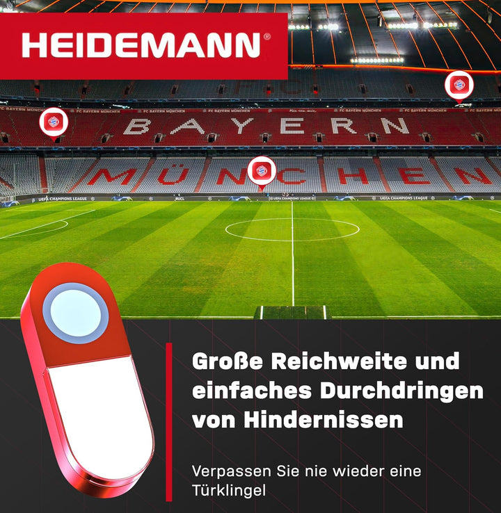 Heidemann Funkgong-Set FC Bayern München, Stern des Südens, FCB, bis 89 dB, wetterfest, inkl. Batter
