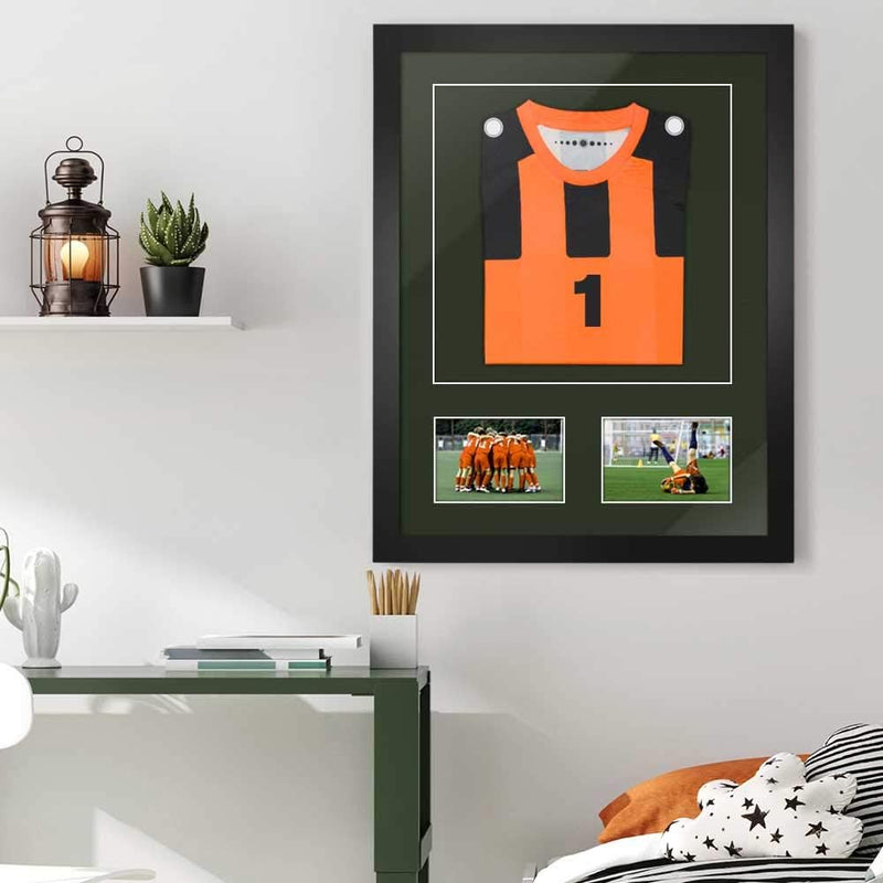 Bilderrahmen Trikotrahmen stabil RahmBig Schwarz 50 X 70 cm Rahmen für Trikots, Sport Shirts + Passe