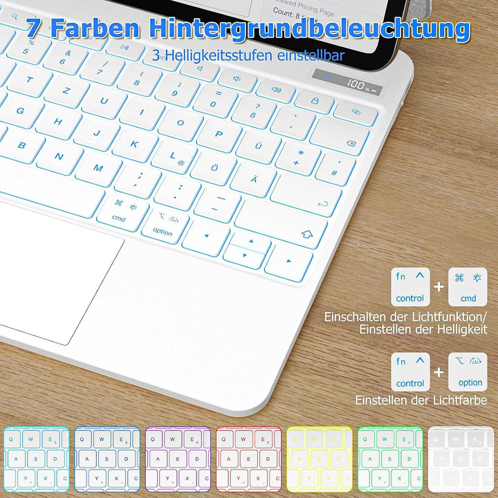 Bettdow für iPad Air 6.Gen 13" M2 2024/ iPad Pro 12.9" Tastatur Hülle, Schwebendes Magnetisches Desi