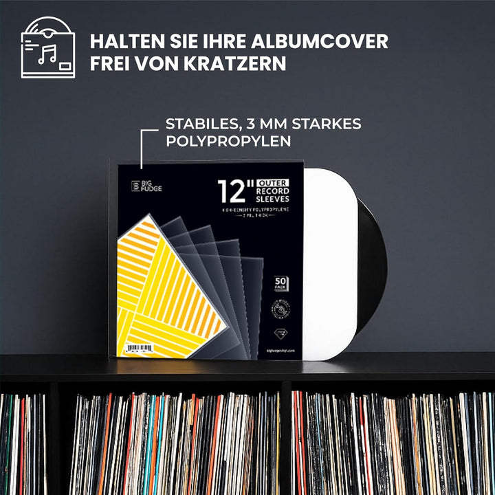 BIG FUDGE Vinyl Schallplatten Hüllen Aussen - 12" x 50 Stk. - LP Hüllen Transparent aus 3mil Starken