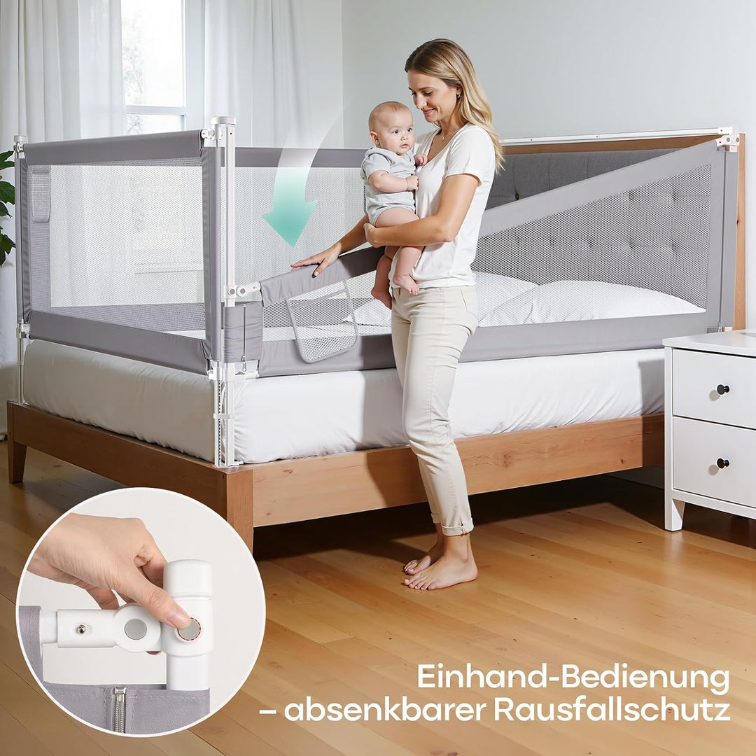 200cm rausfallschutz boxspringbett, Hellgrau (1 Stück) Hellgrau‑200cm, Hellgrau‑200cm