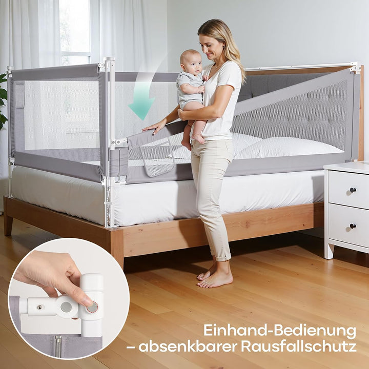 200cm rausfallschutz boxspringbett, Hellgrau (1 Stück) Hellgrau‑200cm, Hellgrau‑200cm