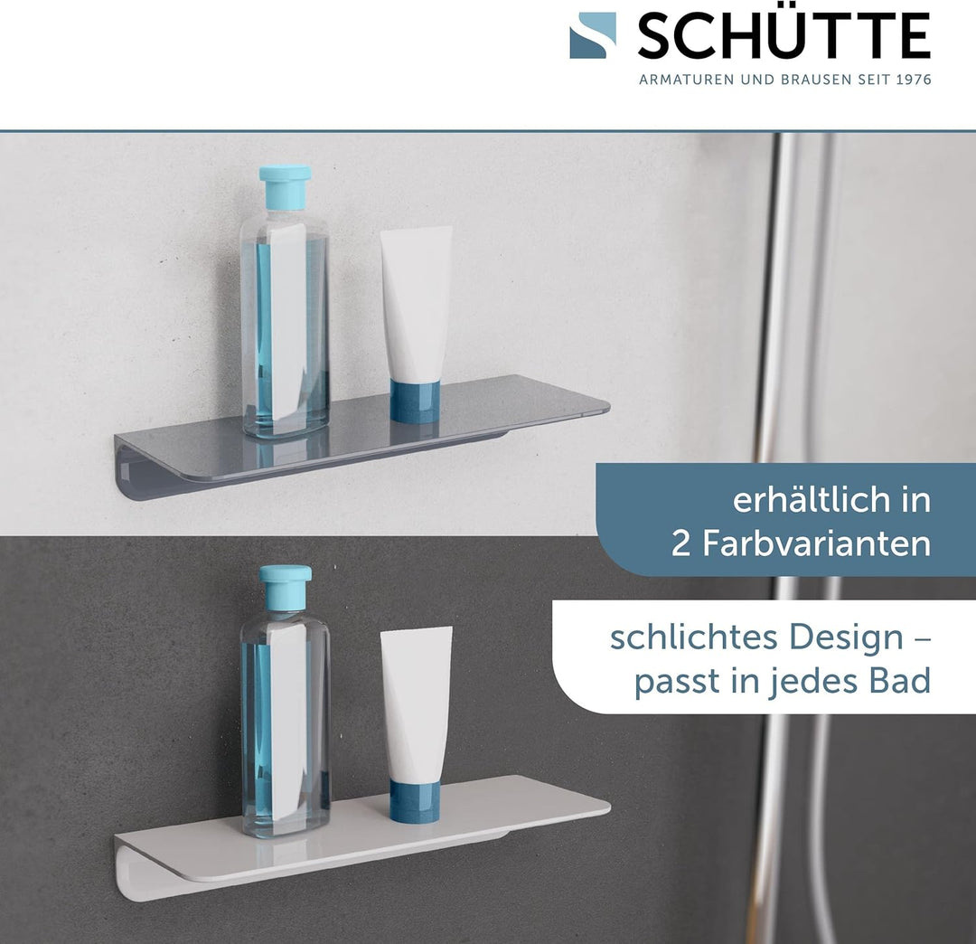 SCHÜTTE 10501 Duschablage selbstklebend Duschregal ohne Bohren Badregal Anthrazit Badablage zum Kleb