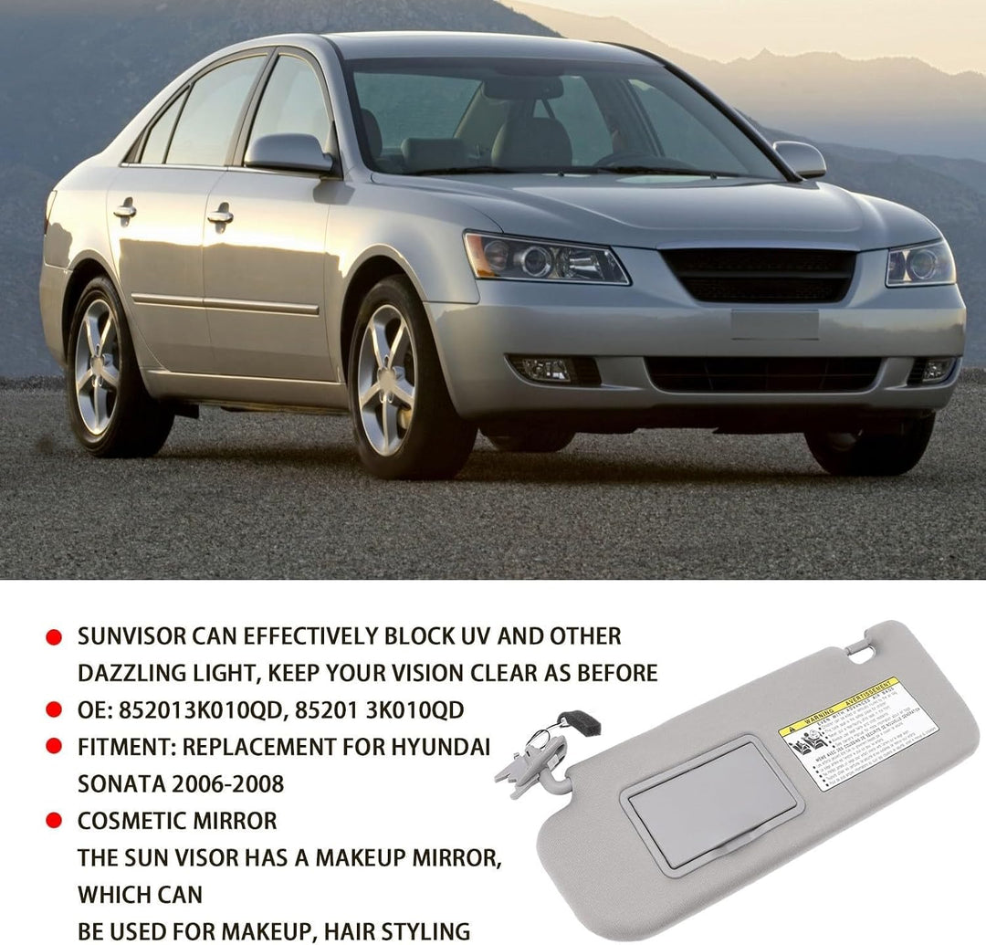 Auto-Sonnenblende, Sonnenblende, Grau, -blockierend, 852013K010QD, Ersatz für Sonata 2006-2008 (RECH