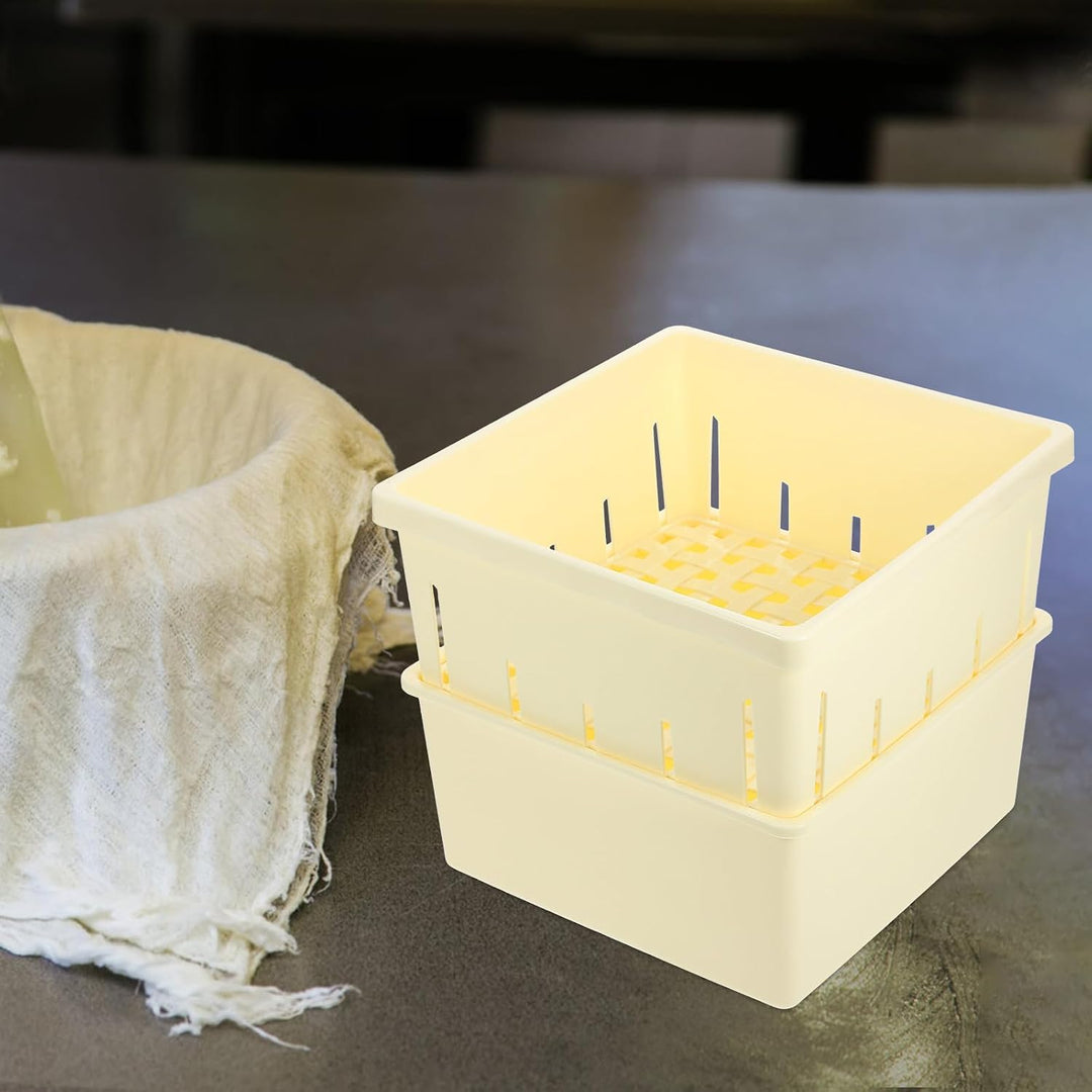VICASKY Tofu Herstellungsform aus Kunststoff mit Komfortablem Griff und Saftabscheidung Beige Tofu K