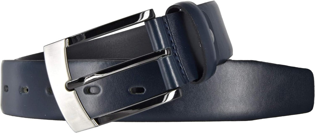 Bovino by Bernd Götz Herren Leder Gürtel 35 mm breit marineblau Rindleder bombiert kürzbar (105 cm,