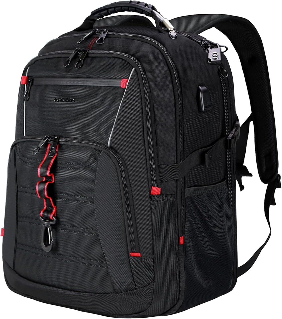 KROSER Grosser Rucksack für Herren, 17,3 – 18,4 Zoll, XXXL, Laptop-Rucksack, mit RFID-Taschen und wa