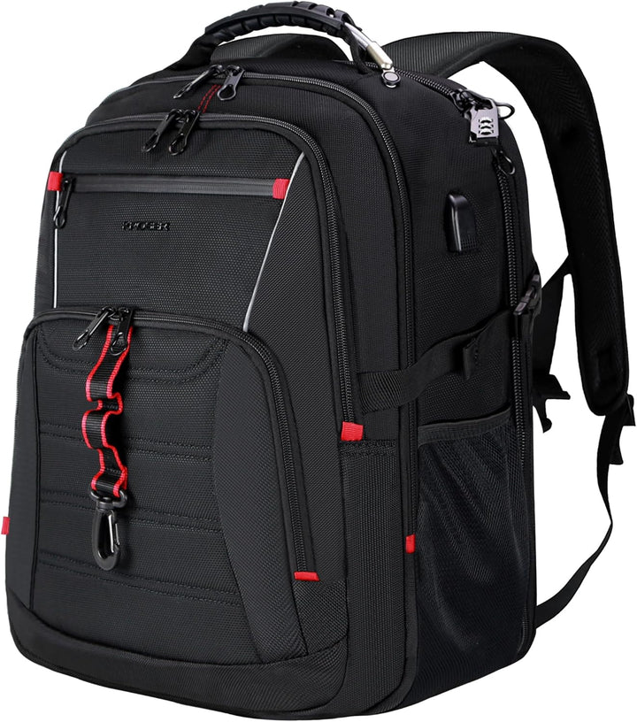 KROSER Grosser Rucksack für Herren, 17,3 – 18,4 Zoll, XXXL, Laptop-Rucksack, mit RFID-Taschen und wa
