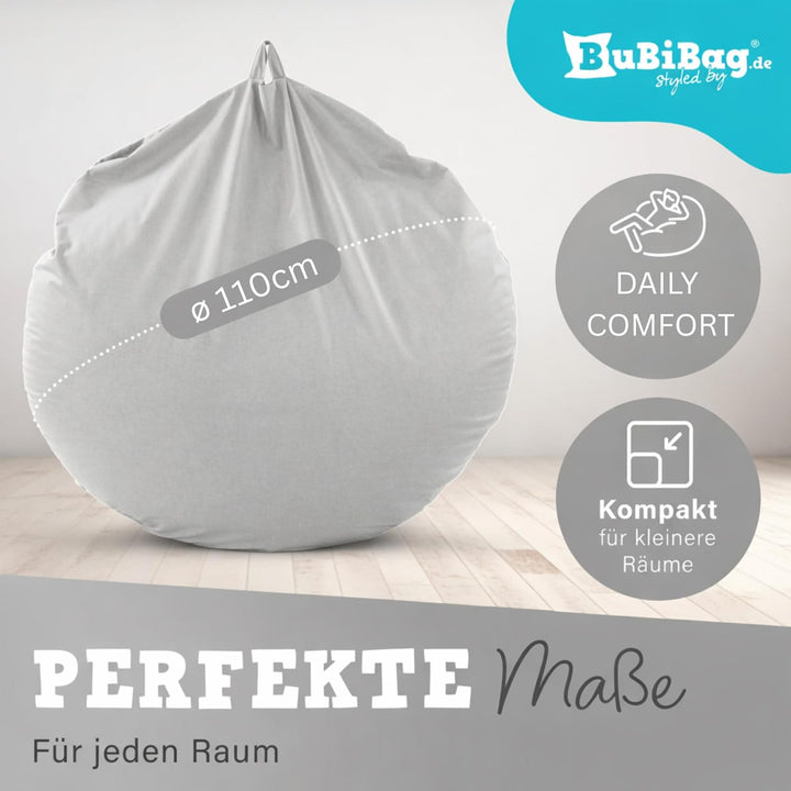 BuBiBag 2in1 Sitzsack L - XXL mit Füllung für Kinder &amp; Erwachsene, Gaming Beanbag &amp; Bodenkissen für