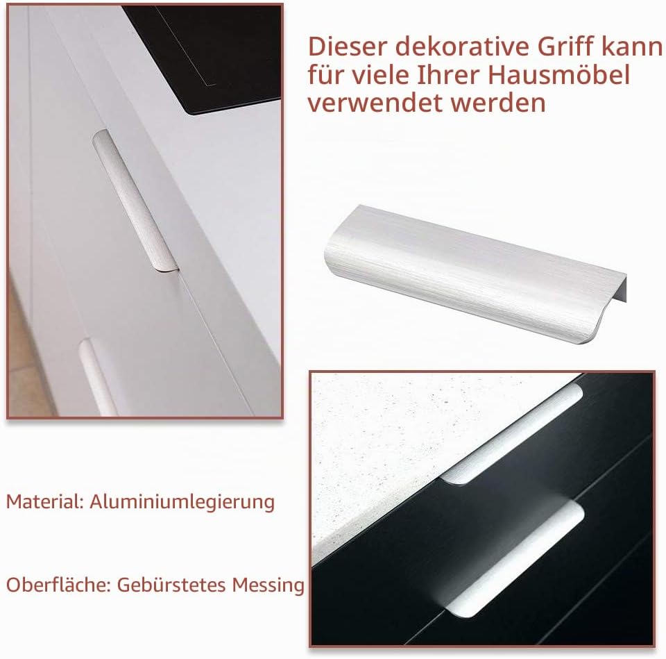 goldenwarm 20x 128mm Möbelgriffe Profilgriff Aluminium Schrankgriffe Modernes Gebürstet Küchengriffe