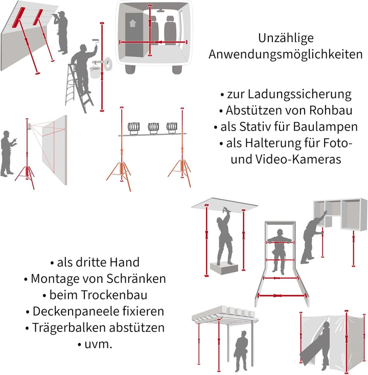 2er Set Piher Lastenstange 3. Hand Deckenstütze Montagestütze, ideal für Innenausbau, Ladungssicheru