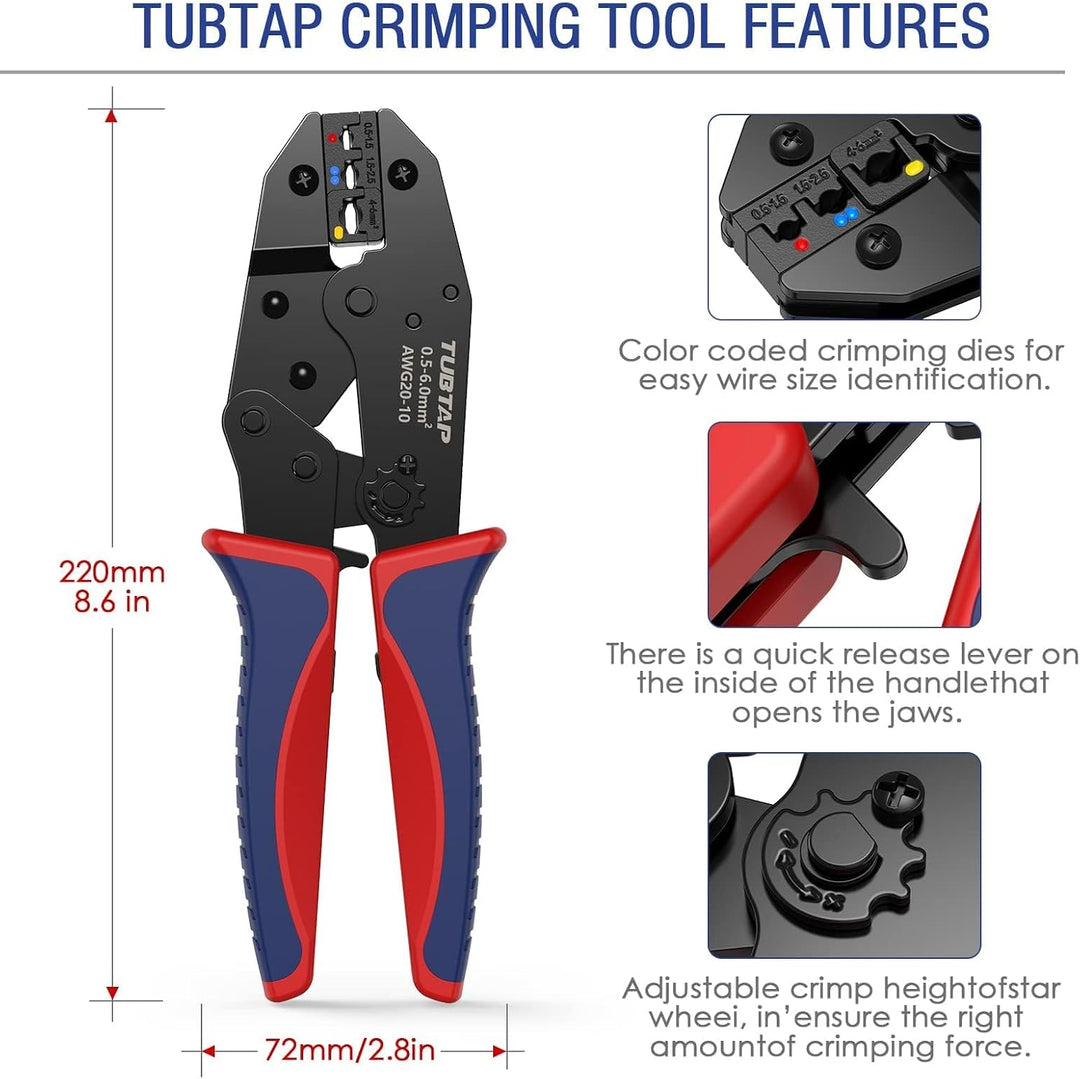 Crimpzange Kabelschuhe Set - TUBTAP® Kabelschuhzange Set Crimpzange für Kabelschuhe mit 361 Stück Is