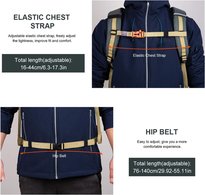MOUNTAINTOP 35L Wanderrucksack Herren Damen Reiserucksack Trekkingrucksack Leicht Outdoor Camping Ru