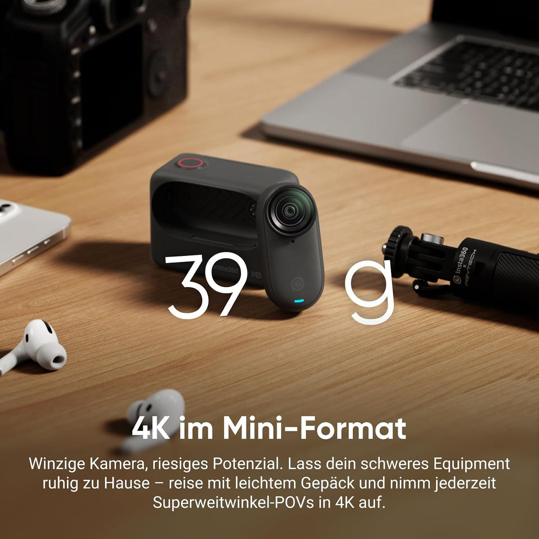 Insta360 GO 3S 128 GB Nachtschwarz- Tragbare 4K Mini-Kamera, Freihand-POVs, Überall anbringbar, Stab
