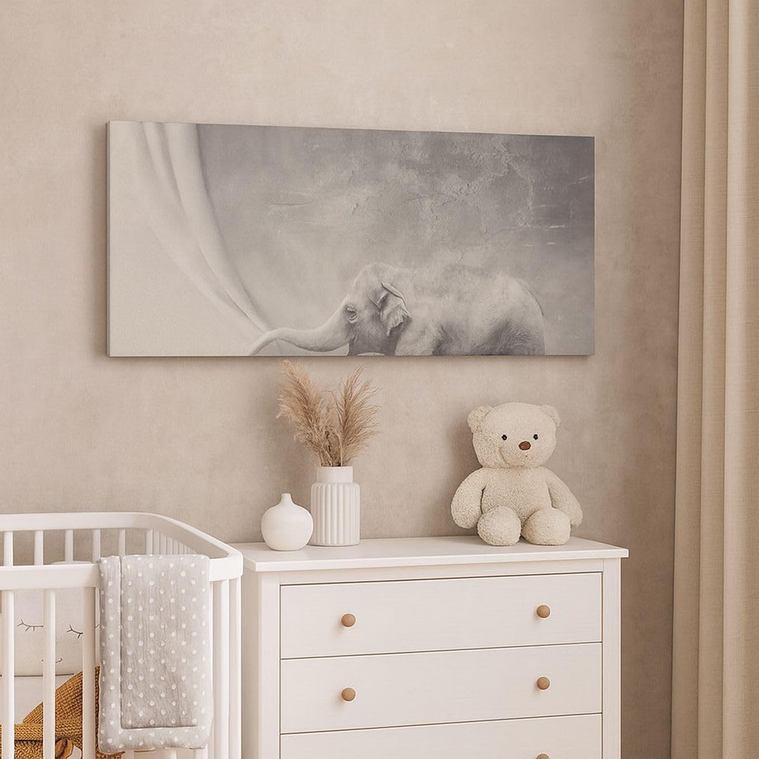 Wandbilder Dekoration Wohnzimmer Elefant Vorhang Abstraktion Phantasie Bilder auf Leinwand 120x50cm