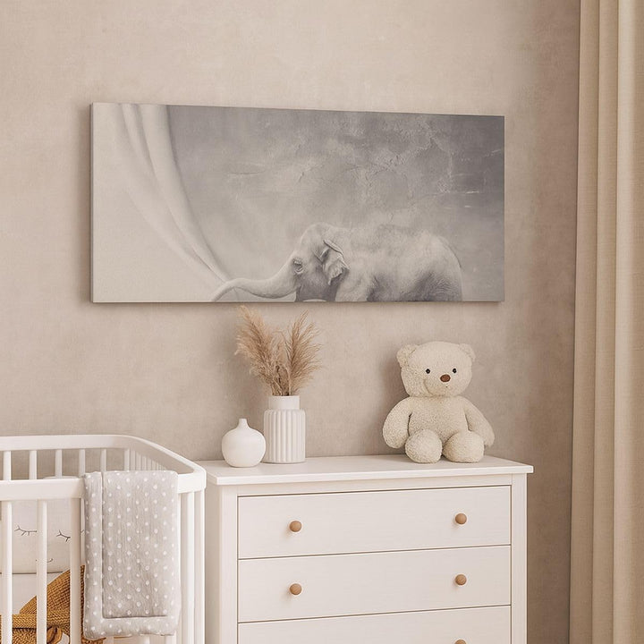 Wandbilder Dekoration Wohnzimmer Elefant Vorhang Abstraktion Phantasie Bilder auf Leinwand 120x50cm