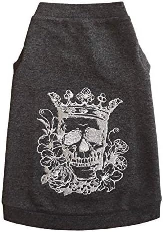 Kotomoda Sphynx T-Shirt fьr Katzen, Bestickt, silberfarbene Krone, Scull 