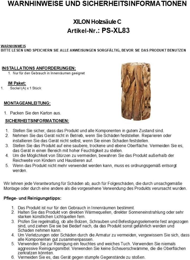 Möbel Bressmer XILON Holzsäule Podest Teakholz massiv Ø 35 cm x Höhe 80 cm aus nachhaltigem Holz aus