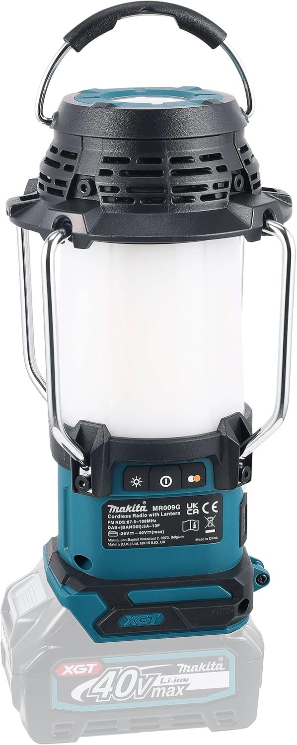 Makita MR009GZ Akku-Radio mit Laterne 40V max. (ohne Akku, ohne Ladegerät), Petrol/Schwarz