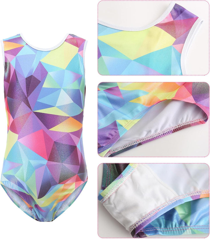 SEAUR Mädchen Turnanzug Turnshorts Haarband Set Kinder Turnen Trikot Shorts Gymnastik Ärmellos/Langa