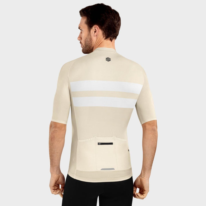 SIROKO M3 Radtrikot Herren Kurzarm Ultraleicht Aerodynamische Fahrradbekleidung S Beige/Weiss, S Bei