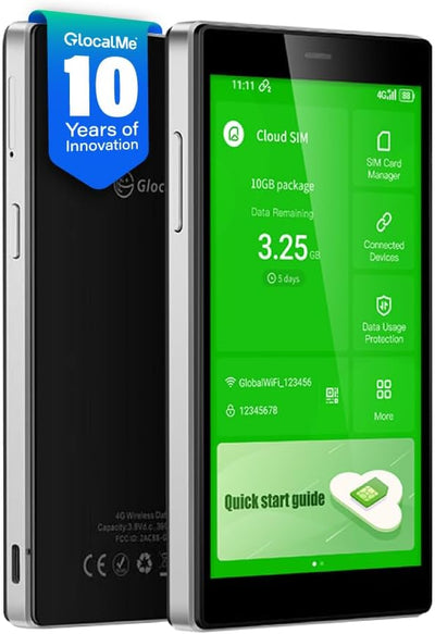 GlocalMe G4Pro 4G LTE Mobiler WLAN Router 2.4GHz/5G Hz, Mit 1GB globalen 16GB EU+US Daten, Keine SIM
