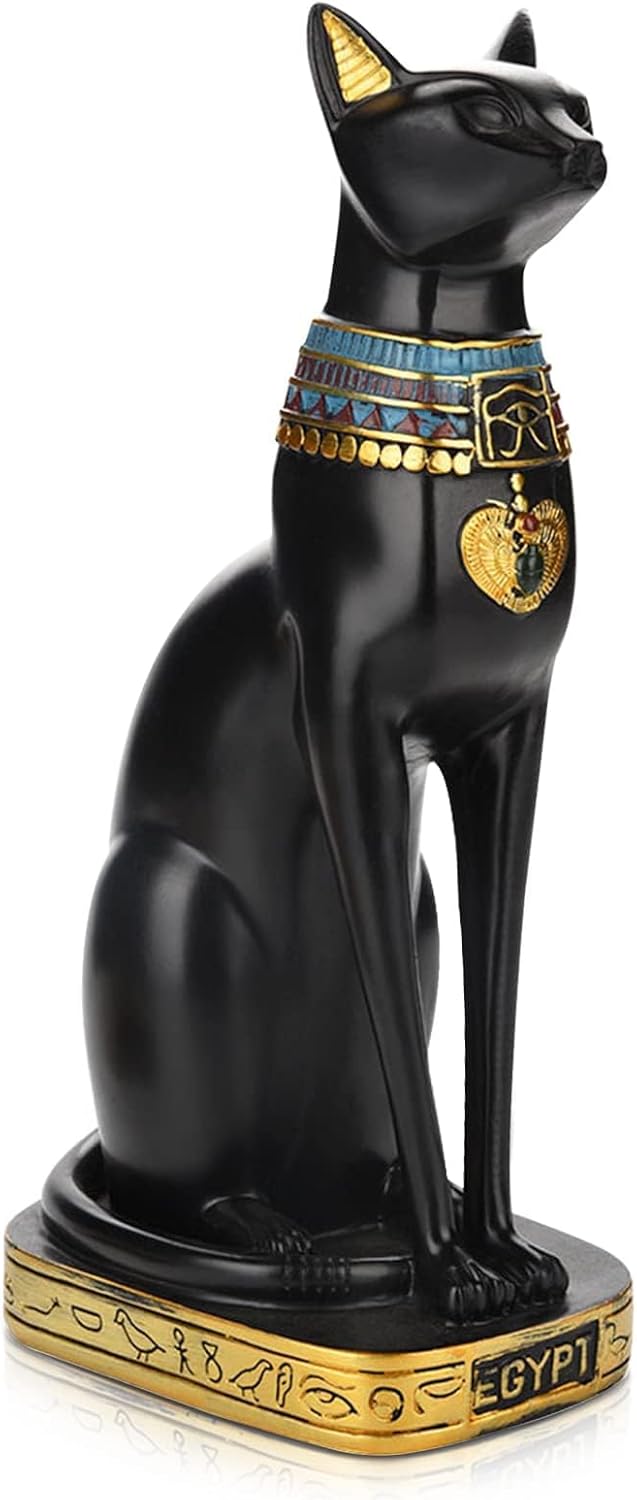 HERCHR Ägyptische Katzenstatue, Bastet-Katze Bastet Katze, Schwarze Katzenfiguren Sammler-Skulptur F