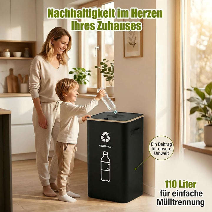 Pfandflaschen Sammelbehälter 110L, Pfandbehälter &amp; Flaschensammler Leergut, Mülleimer Küche gross, M