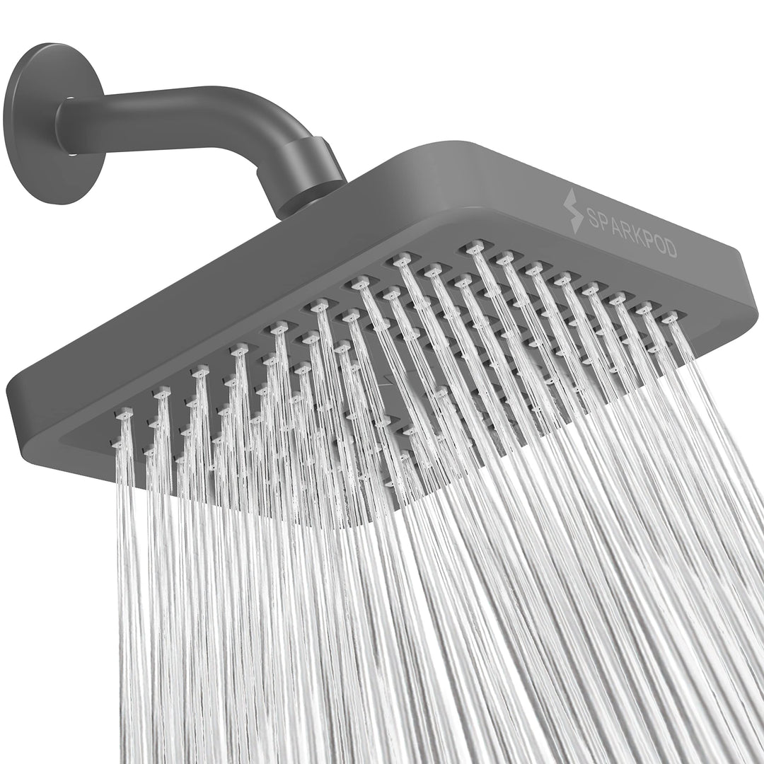 SparkPod Fixed Shower Head - High Pressure Rain - Luxury Modern Look - Easy Tool Free Installation -