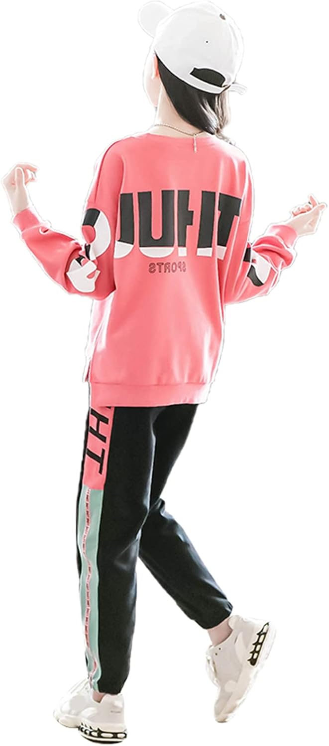 amropi Mädchen Trainingsanzug Gestreift Pullover Sweatshirt Jogging Hose Bekleidungsset for 3-14 Jah