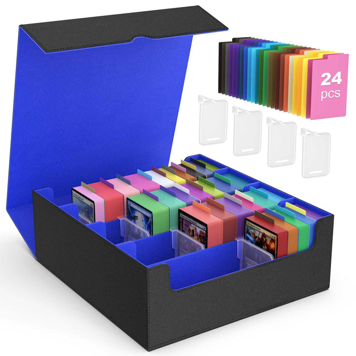 MoKo Sammelkarten Aufbewahrungsbox, 3000+ MTG Deck Box mit 24 bunten Trennwänden & 4 Fächern, Spielk