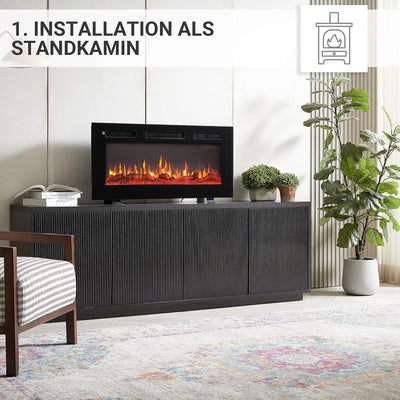 BALDERIA Elektrokamin Leif 36'' | Elektrischer 3 in 1 Stand-, Wand- oder Einbaukamin 3D-Flammeneffek